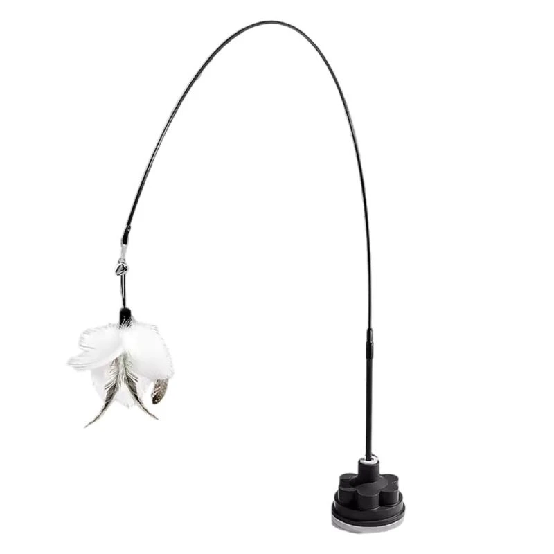 لعبة عصا إغاظة القطط بالشفط مع دعابة آمنة دوارة من الريش للحيوانات الأليفة