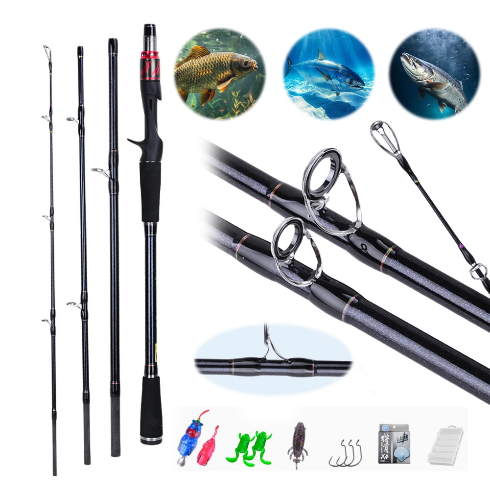 

1.8M Fishing Rod 4 Section Multi-Section Rod Ultralight Spinning Casting Lure Fishing Rod for Freshwater Saltwater