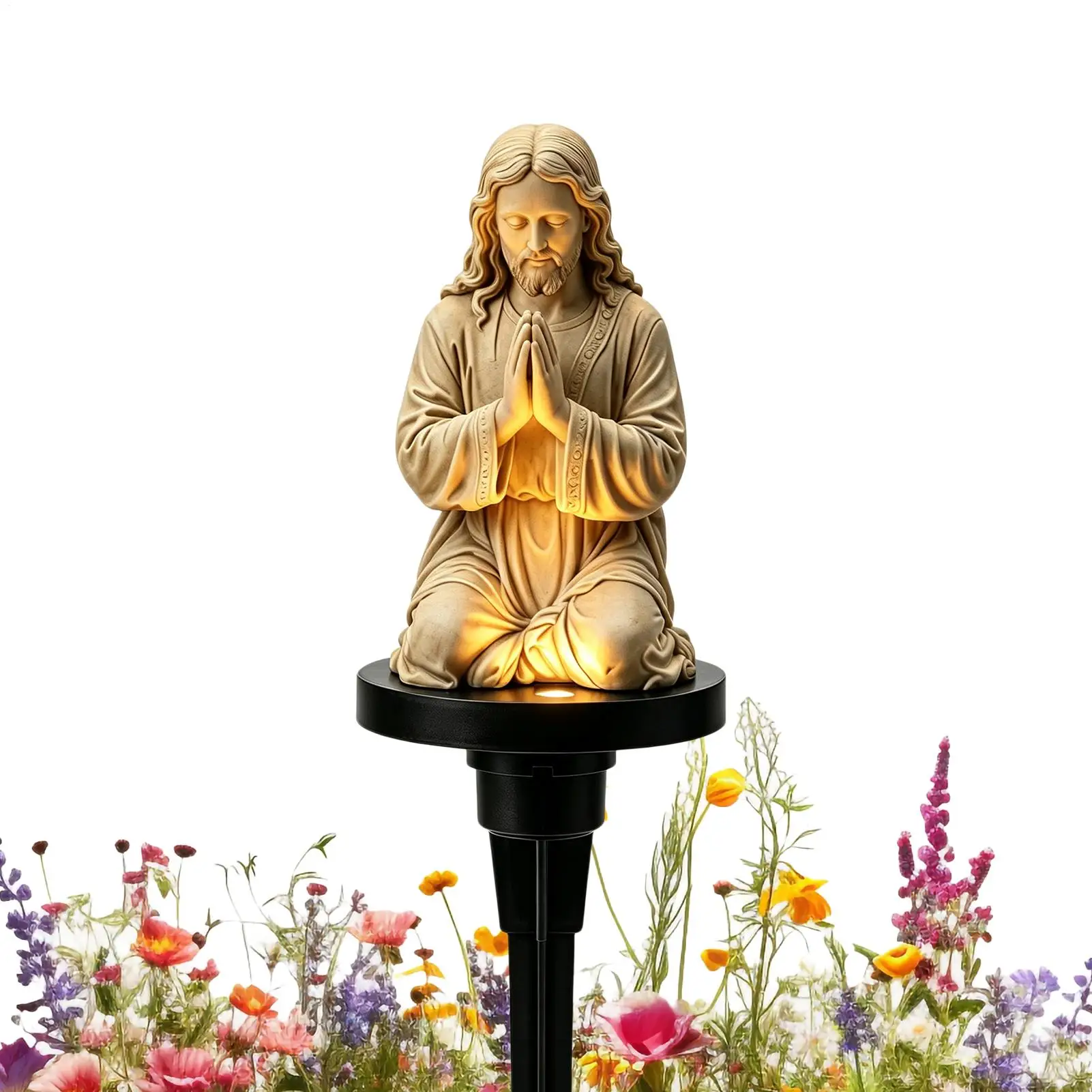 Solar Jesus Yard Statue Lighted Holiday LED Decoration Stake Solar Powered Jesus Light For Garden Patio Backyard Courtyard