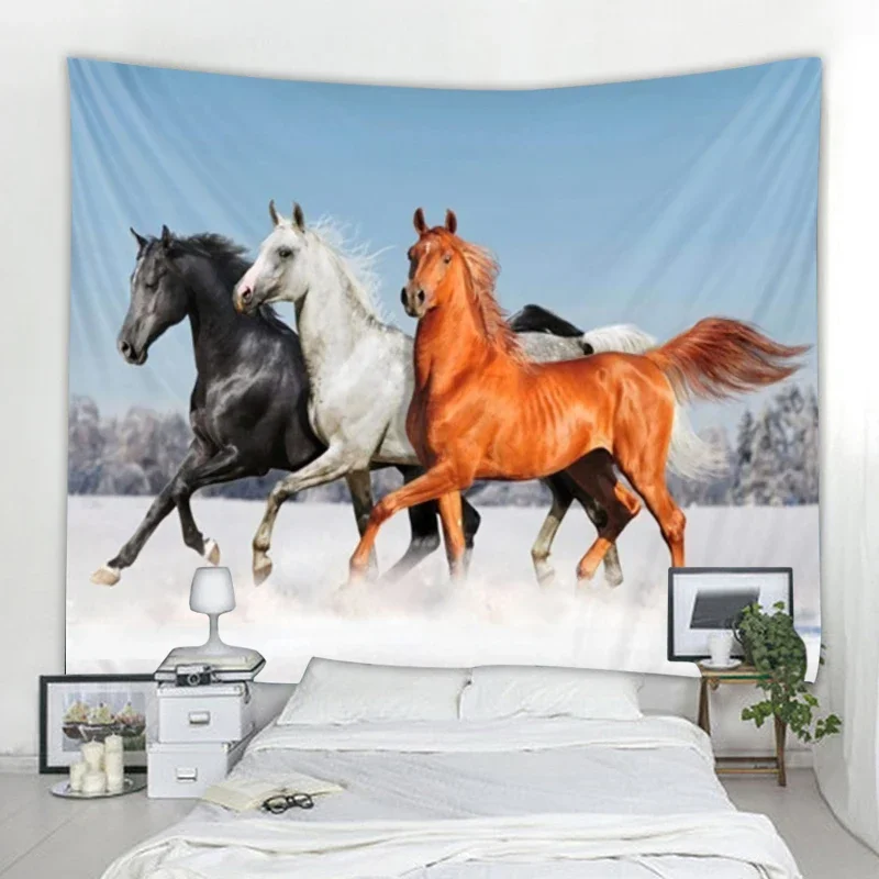 Nordic Style Mercedes Pony Decorative Tapestry Bohemian Hippie Curtain Bedroom Courtesy Decorative Wall Tapestry