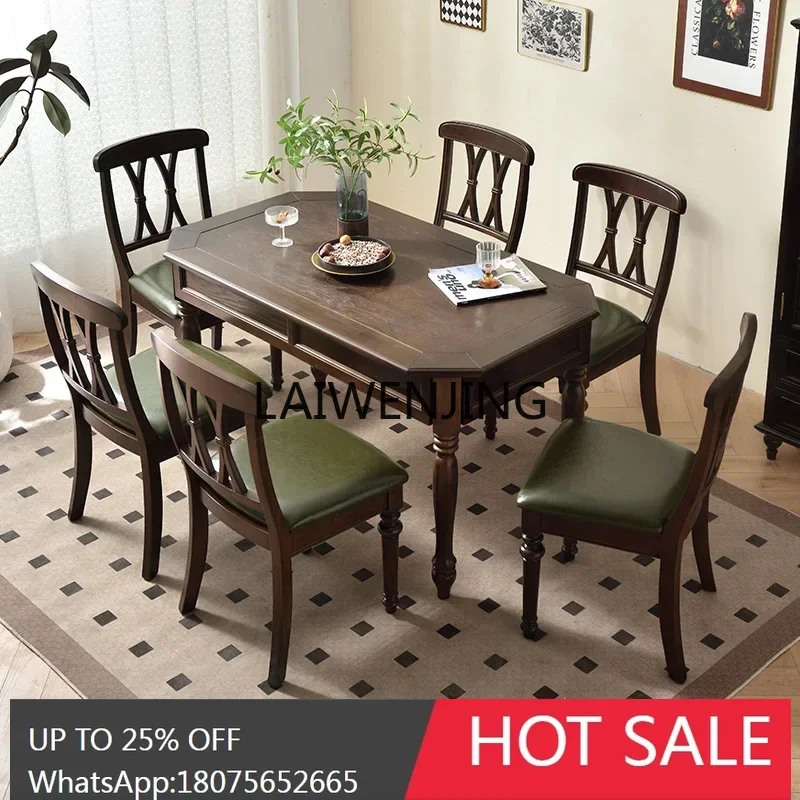 

solid wood household small apartment dining table and chair combination black walnut table 2024 new model