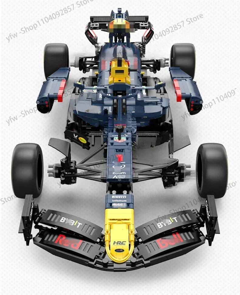 New blue 1:8 Formula Racing C42 Building Blocks Model Technical Vehicle Bricks Toys for Children Birthday Gift Set