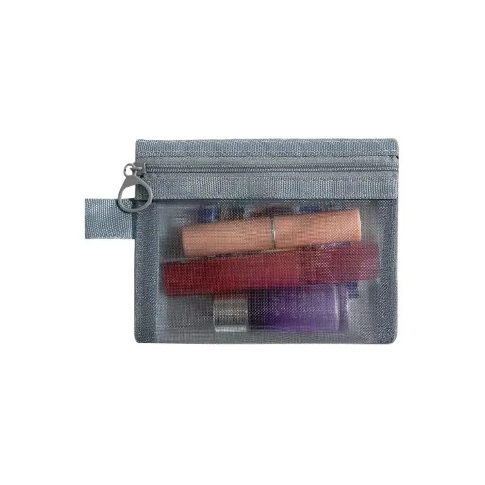Casual Large Capacity Mesh Cosmetic Bag Zipper Bag Pencil Cases Makeup Bag Square Bag Wash Pouch Cosmetic Cases Girl