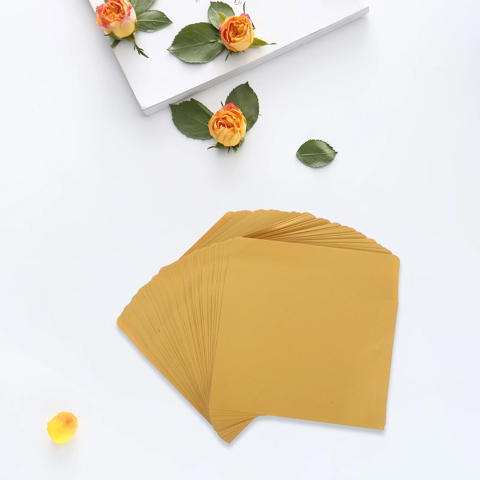 

50pcs Kraft Envelopes Self Seal Adhesive Closure Heavy Duty Large Document Mailing For Home Office Business Storage Pearl Gold