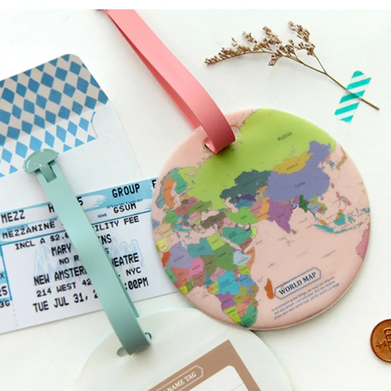 2024 Fashion Map Luggage Tag Women Travel Accessories Silica Gel Suitcase ID Address Holder Baggage Boarding Tag Portable Label