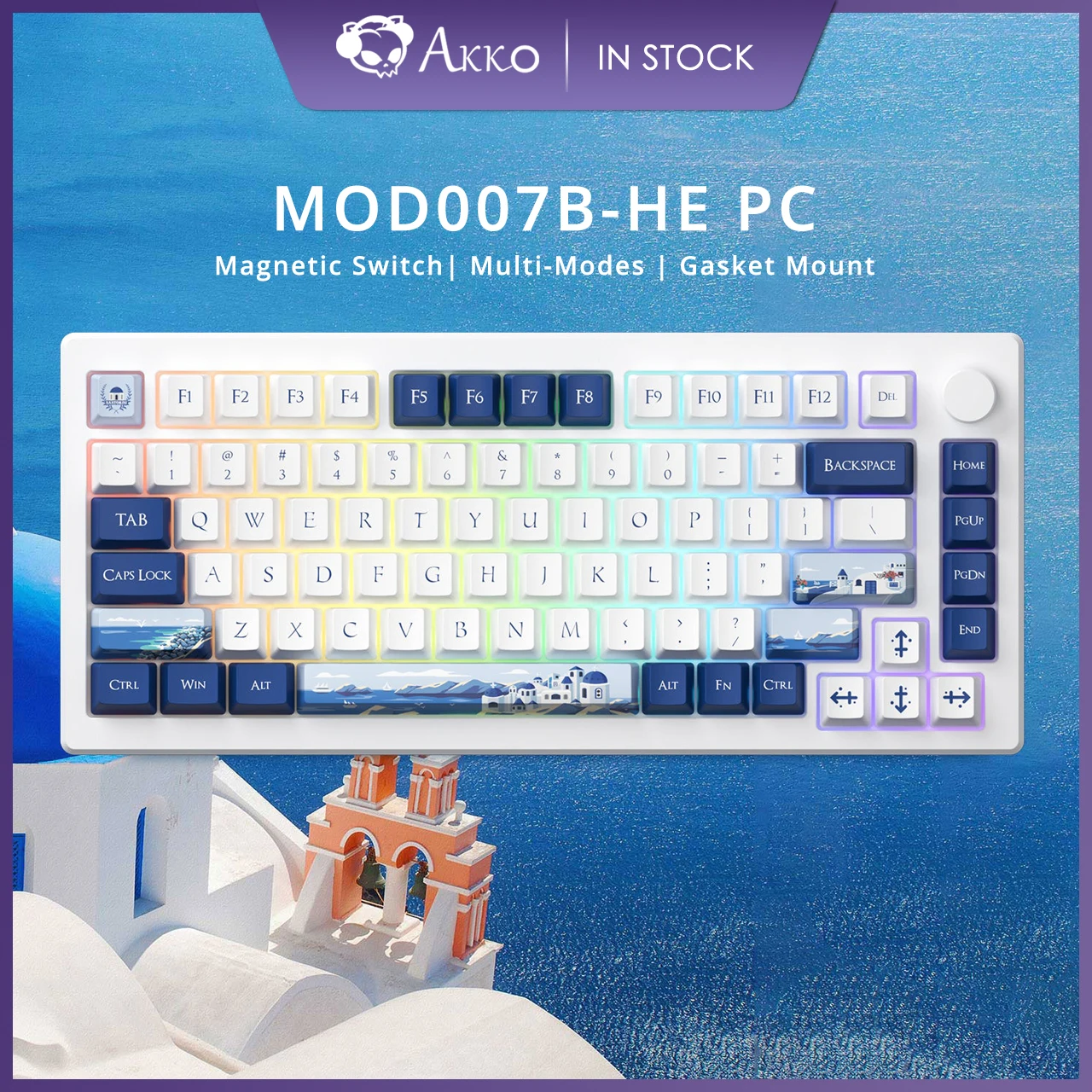 akko teclado mecanico para jogos com interruptor magnetico gatilho rapido multi modos montagem de junta rgb pc abalone mod007b he 01