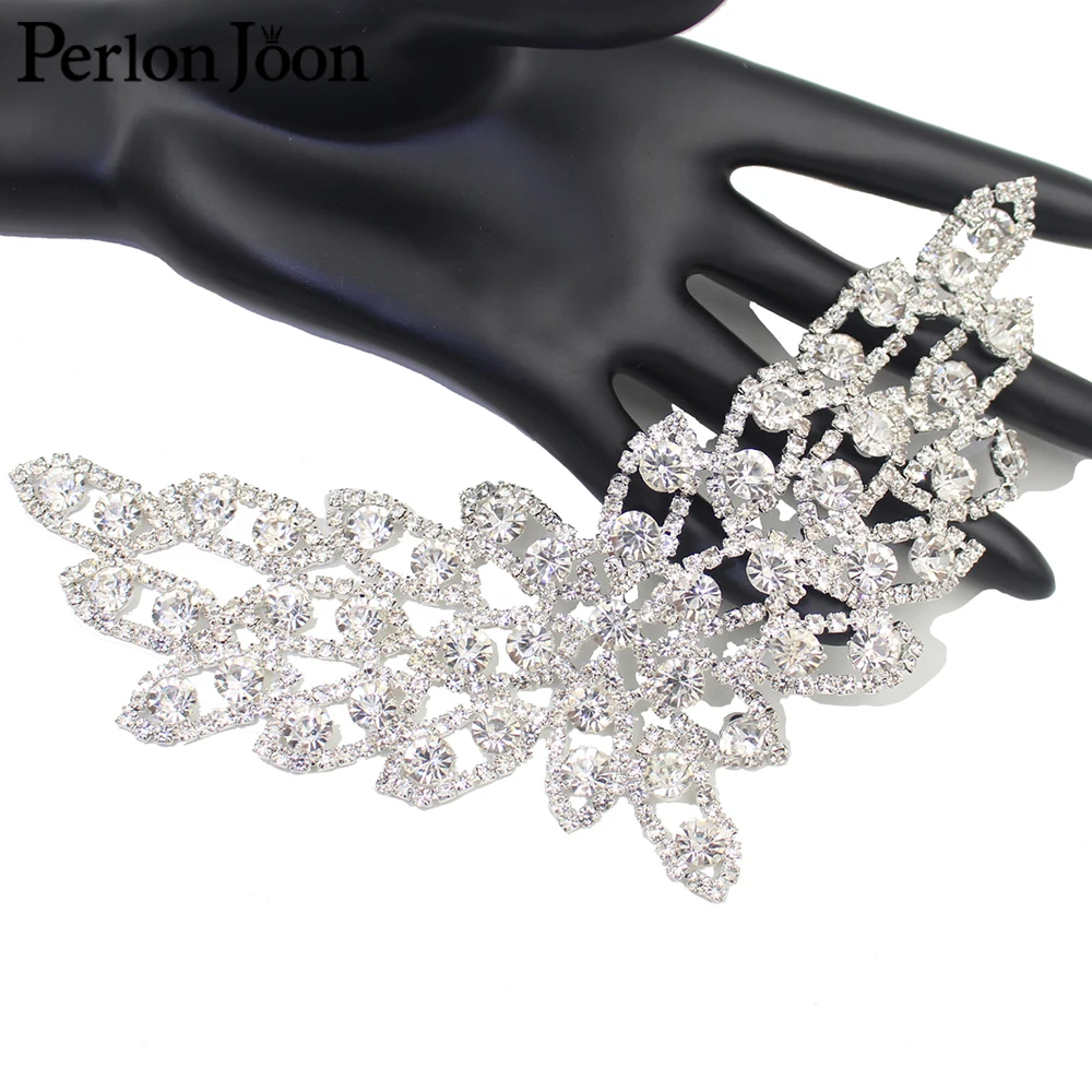 6.5x3.5 inch Gold Silver Crystal Collar Rhinestone Neckline Adornment Wedding Dress Skirt Flashing Clothing Accessories YL015