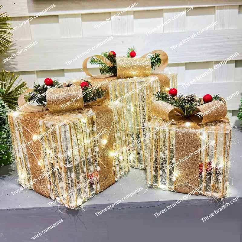 Christmas luminous gift box, Spring Festival tree bottom heap head ornament, atmosphere scene arrangement, New Year's Day gifts