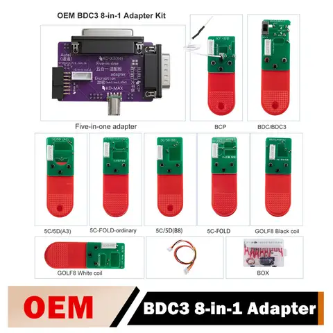 OEM BDC3 8-in-1 Adapter Kit for VAG 5C 5D BMW Encrypted Key Programming & Matching Work with Autel/ KD-X4/ KD-MAX/ VVDI Key Tool Plus/ VVDI2 etc