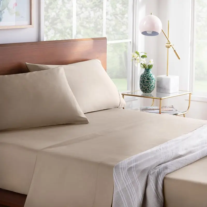 

600TC Cotton Blend Pillowcase Set, King Size, Sand Color