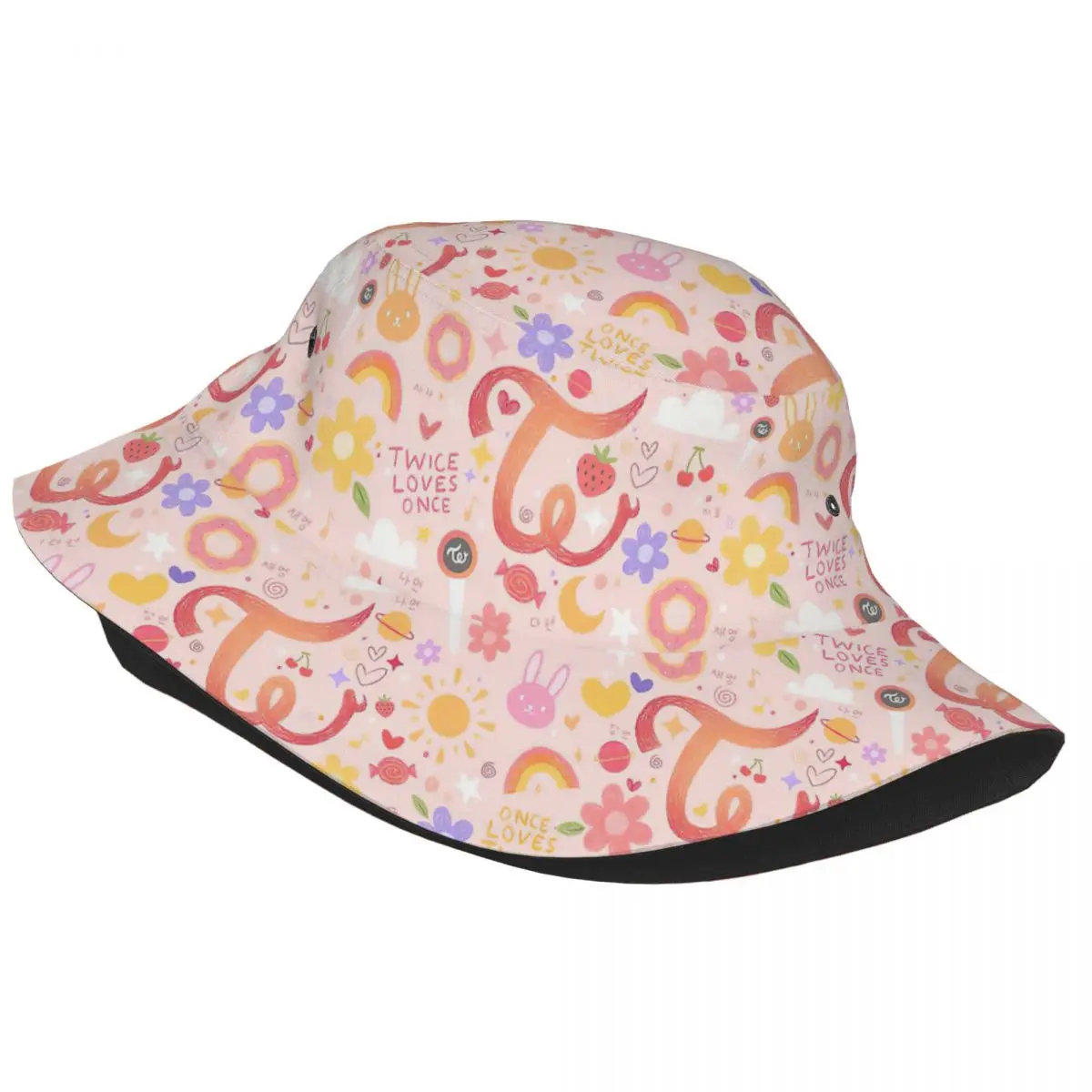 Twice Pattern Bucket Hat for Unisex Summer Kpop Korean Floppy Hat Street for Outdoor Sports Fishing Caps Irish Country Hat