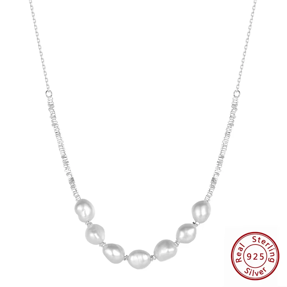 

Kiss Mandy Versatile 925 Sterling Silver Natural Baroque Pearls Necklace 14K Gold Plated Necklace Fashion Creative Chain GPN69