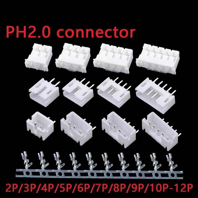 

JST PH2.0 2/3/4/5 Pin Terminals Plastic Shell Male Plug + Female Socket Wire Connector PH2.0 2P 3P 4P 5P 6P 7P 8P 9P 10P 12P