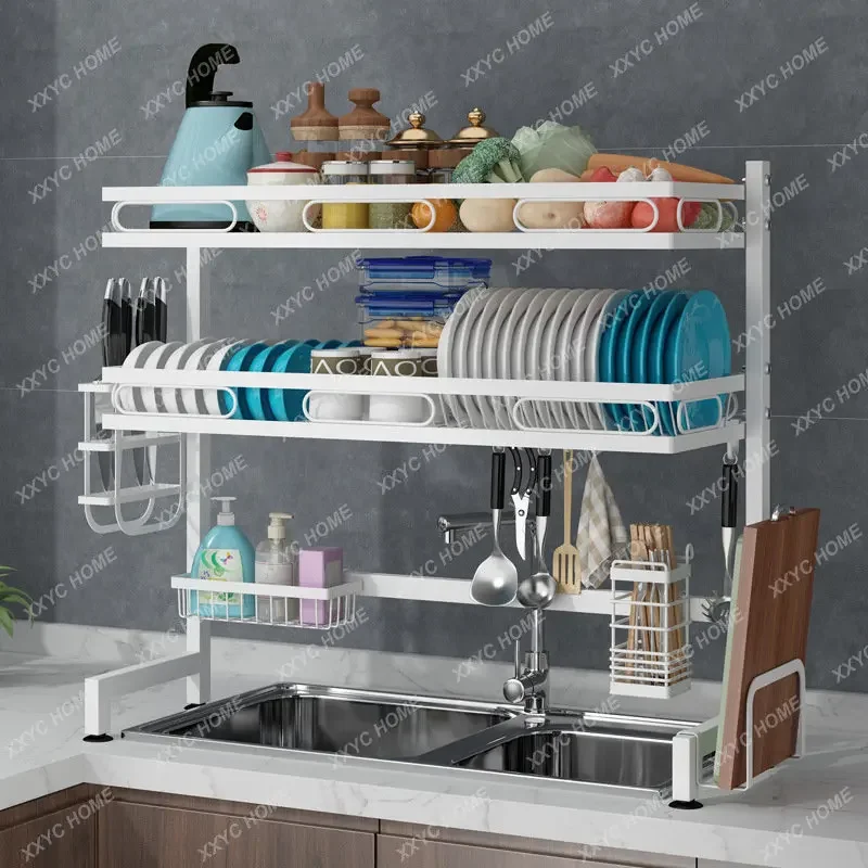 

Tableware Storage Rack Set Single Double Layer Large Capacity Sink Dish Rack Chopsticks Plate Seasoning Rack