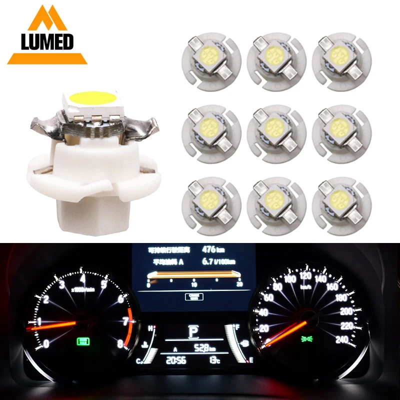 10pcs T5 74 Led W1.2W B8.4 B8.4D Car Light 1LED Dashboard Gauge Instrument Auto Side Wedge Lights Interior Lamp