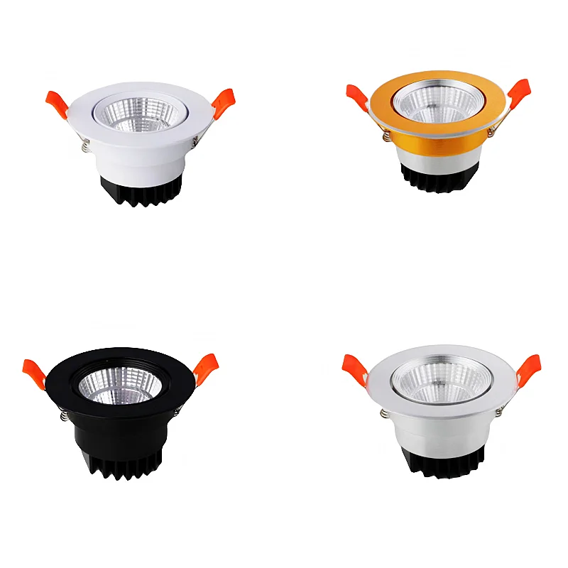 Dimmable Embedded COB LED Downlights, Iluminação Interior, Sala de Estar, Quarto, Supermercado, AC 85-260V, 5W, 7W, 9W, 12W, 15W, 18W