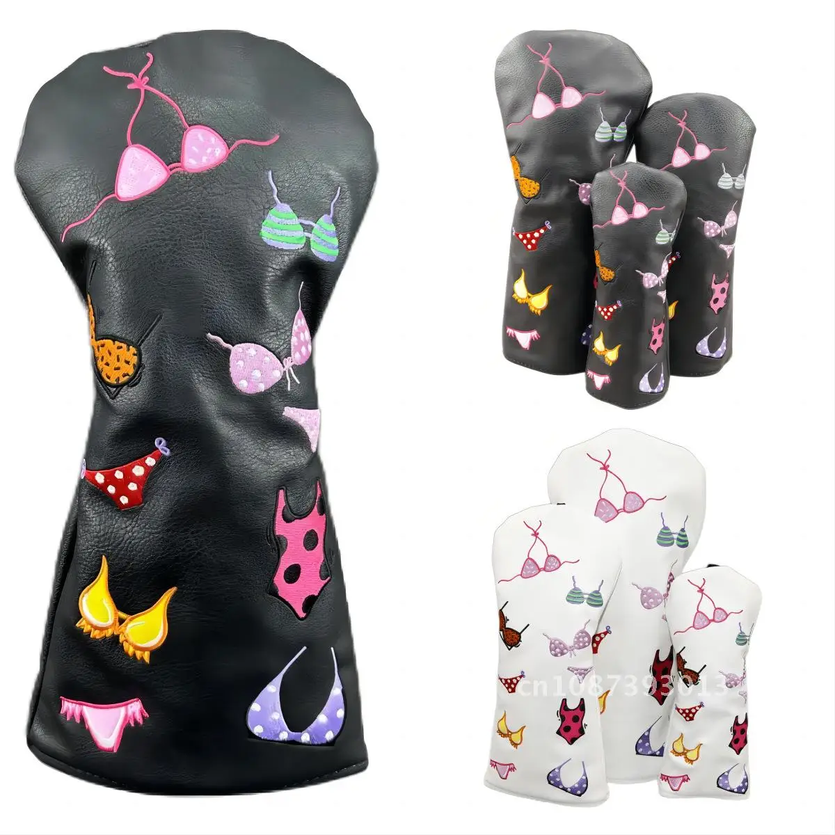 

Головной убор для гольф-клуба, крышка бикини, большой, средний, маленький размер, деревянный столб, специальный аксессуар, в наличии, материал из искусственной кожи, белый, черный