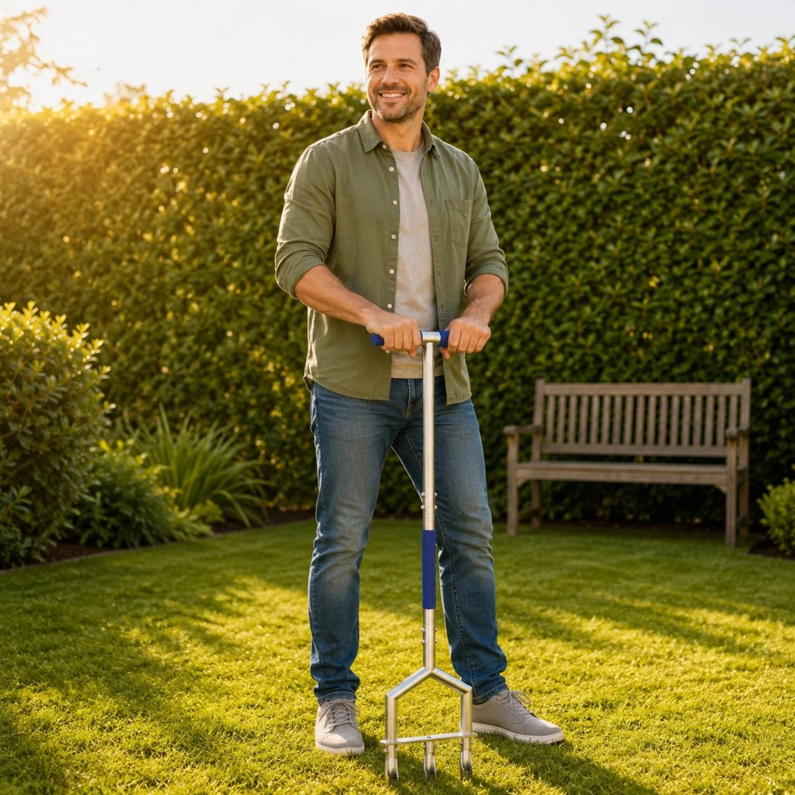 

Lawn Aerator Fork Multi-Function Manual Lawn Aeration Aerator Garden Tool Stainless Steel for Outdoor