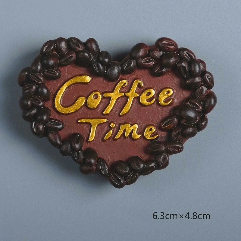 Unique Coffee Bean Magnets for Fridge Resin 3D Coffee Cup Fridge Magnets Creative Foodie Play Kitchen Wall Decor Travel Souvenir