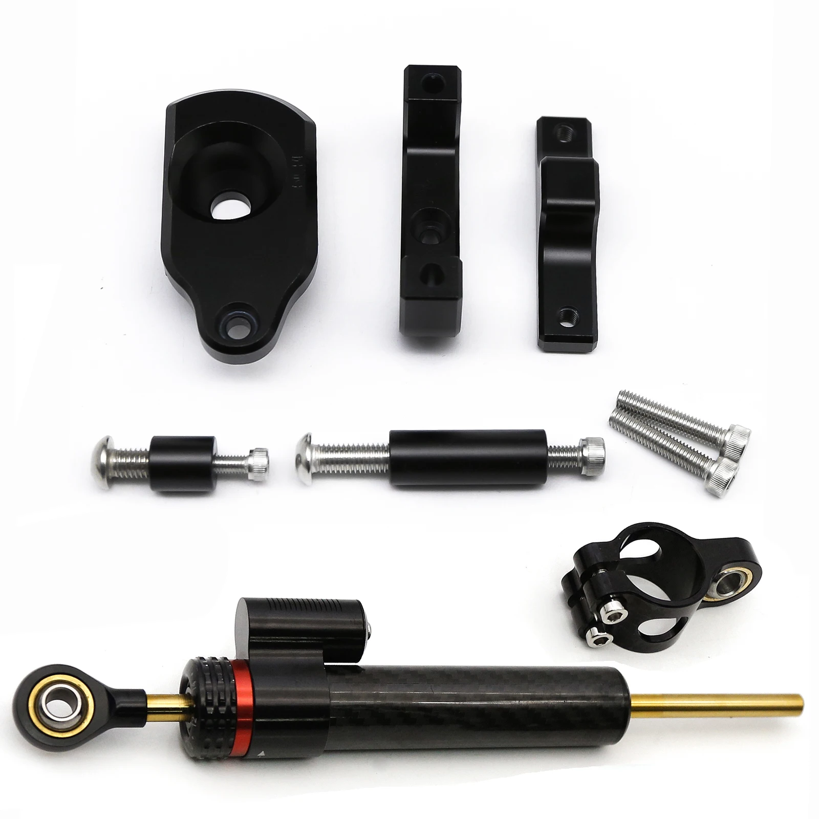 CNC Fiber Carbon Steering Damper, Bracket Kit de Montagem, Acessórios Scooter Elétrico para Kaabo Mantis, 8in, 10 in, 10 in