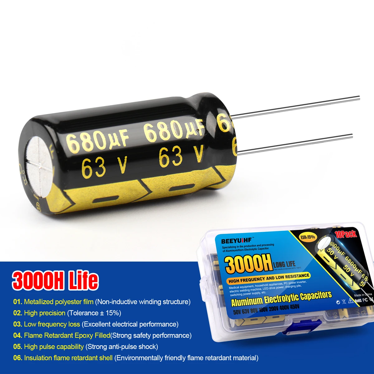 10 pces 4700uf jccon alumínio capacitor eletrolítico kit 50v4700uf 18x35 alta frequência baixa esr capacitores sortimento caixa kits