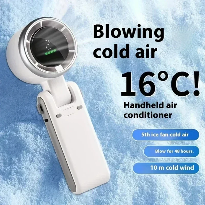 New Hanging Neck Outdoor 180 Degree Folding Desktop Mini Fan Hand-held Folding High-speed Powerful Turbo Fan Outdoor Use
