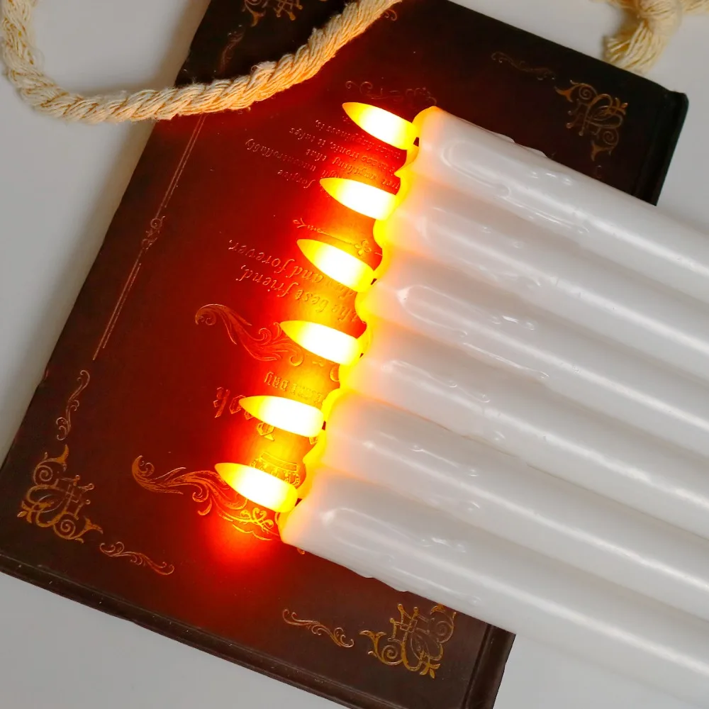 6PCS Simulated Flameless LED Candle Light With Remote Melting Candle Drops Design LED Long-Stick Candles Battery-powered
