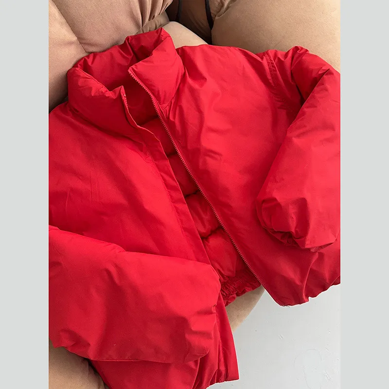 Casual Solid Women's Winter Jacket Fashion Stand Neck Full Sleeve Zip-up Cropped Padded Coats New Basic Daily Outwear 2026