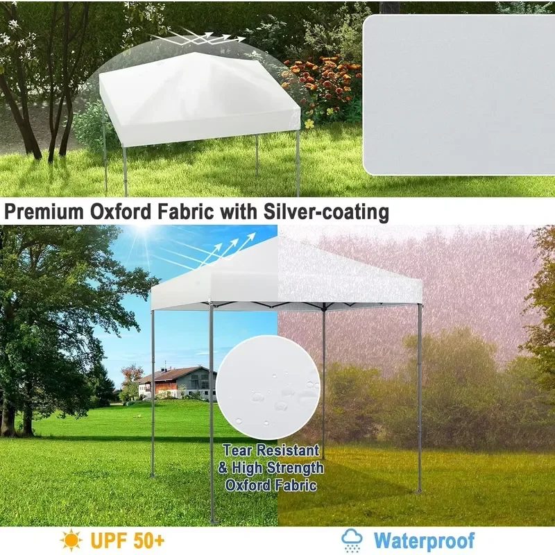 White Pop Up Canopy Tent Heavy Duty Portable Outdoor Shelter Waterproof Oxford Cloth for Camping Party Yard Event Summer Use