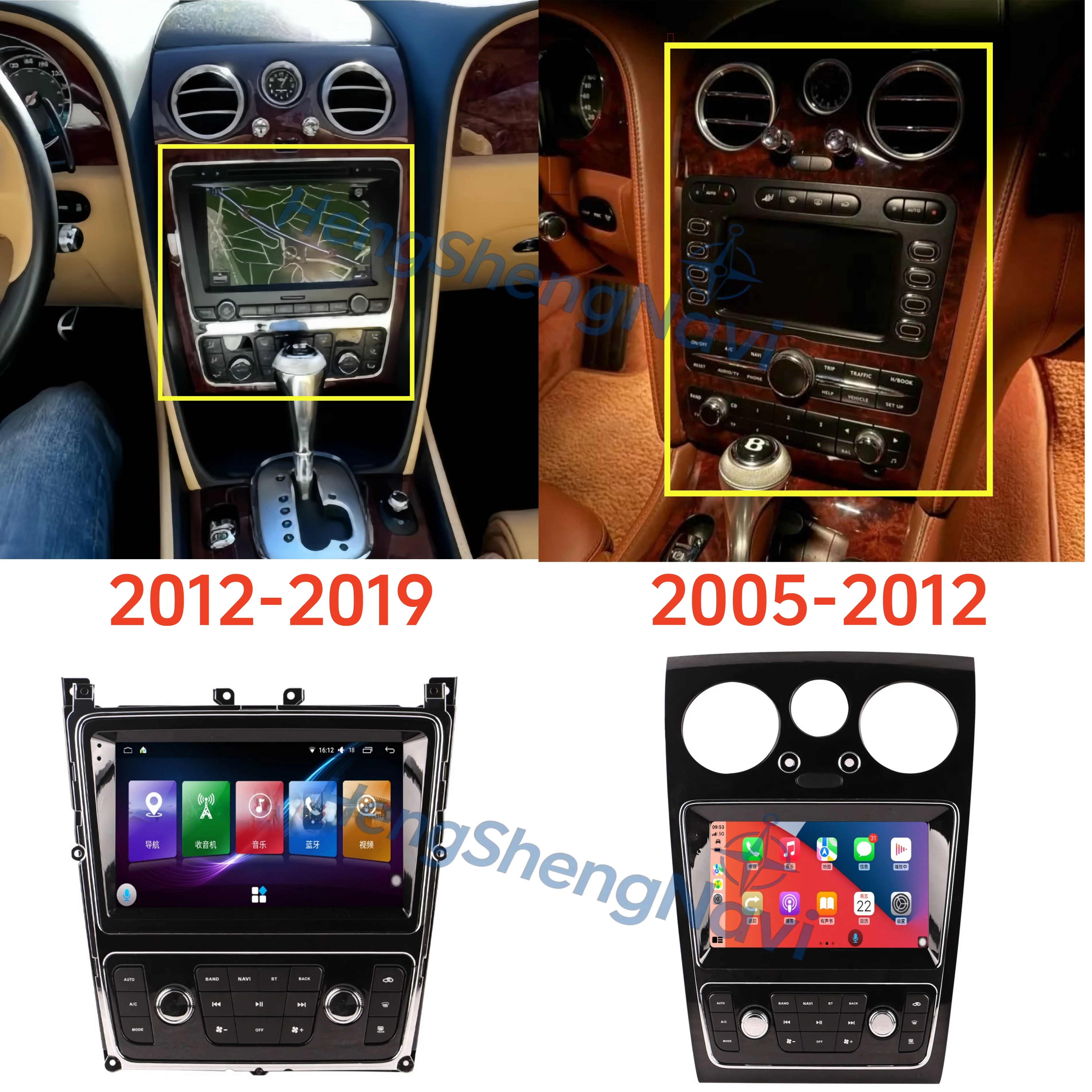 Head Unit Android 15 Video Player For Bentley Continental GT Flying Spur 2005-2011 2012-2019 Car Radio Multimedia GPS Carplay