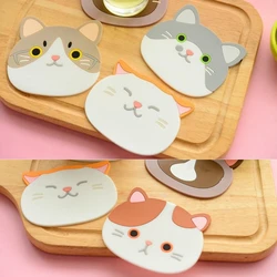 Cute Cartoon Cat  Animal Tea Mat Cup Holder Mat Coffee Drinks Drink Silicon Coaster Hot Drink Stand Kitchen Insulated Pad