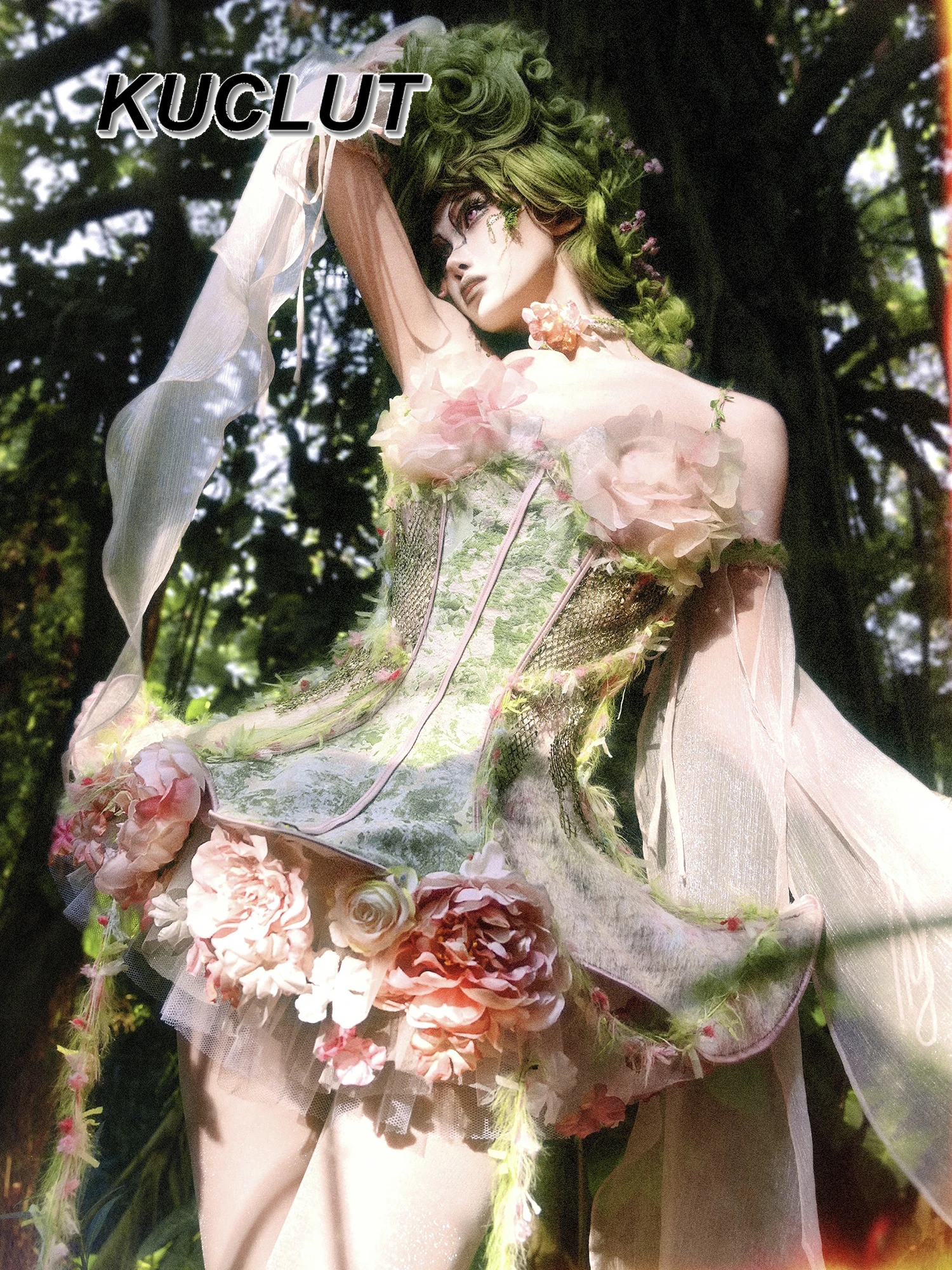 موري محاكاة زهرة ثلاثية الأبعاد منتفخ تنورة لوليتا الفتيات عالية الخصر سليم شبكة تنورة كولوتيس صيف جديد حفلة تأثيري التنانير الصغيرة #3