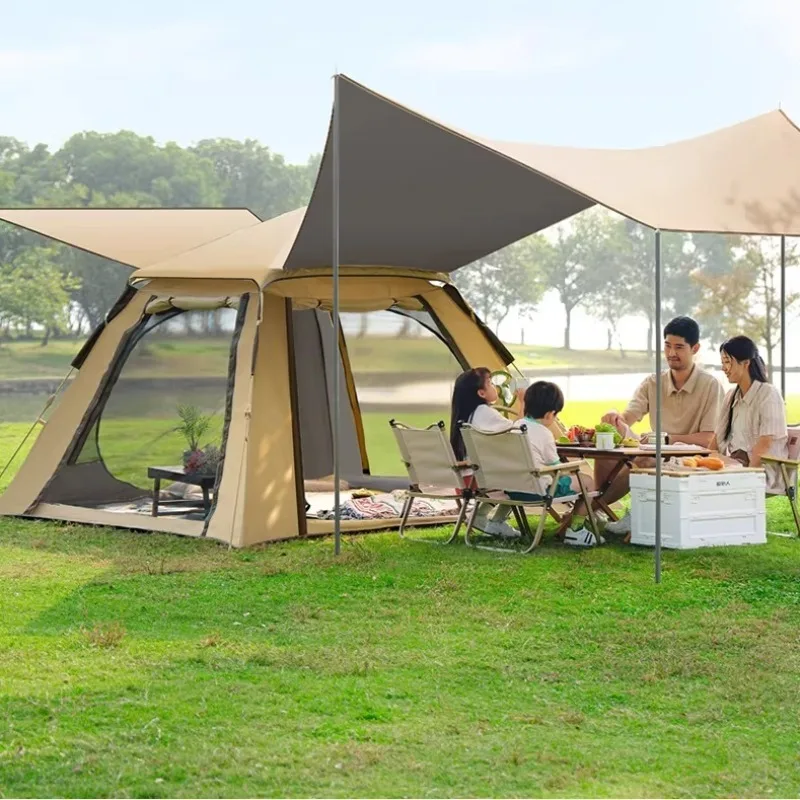 Outdoor camping tent overnight folding portable canopy 2-in-1 full set of automatic camping