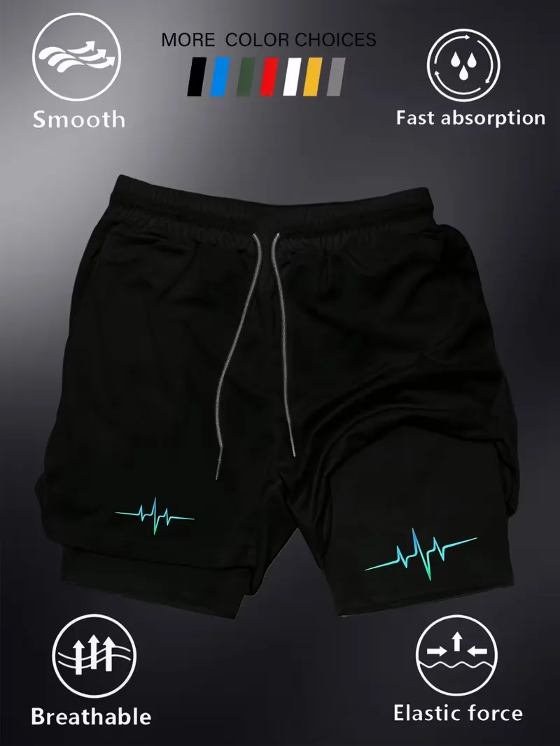 

Men's summer breathable dual-purpose double-layer shorts with elastic compression and quick drying multifunctional sports shorts