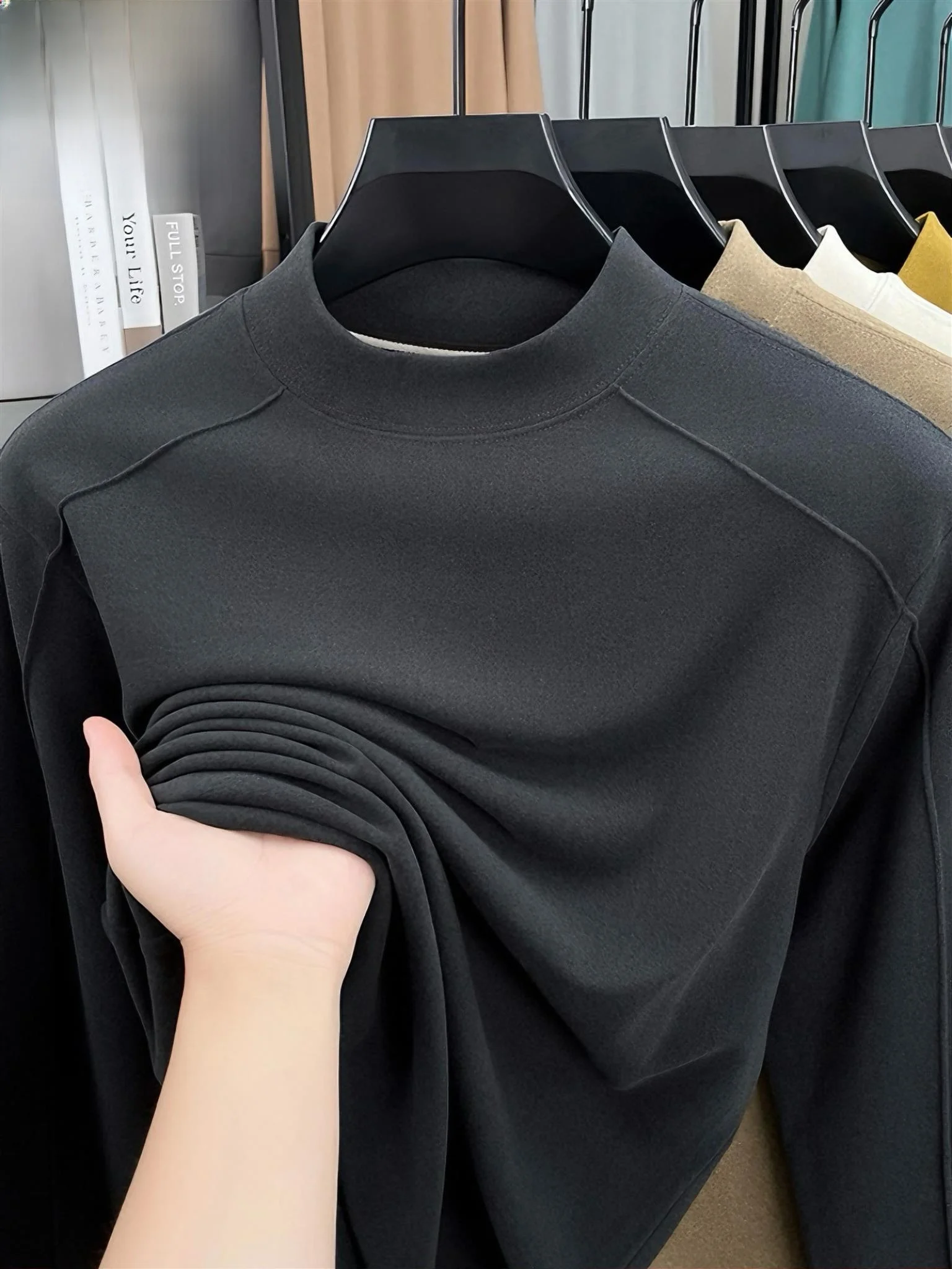 

Pierre Cardin Men's Double-Sided Fce Sweatirt Long Sve Base irt Faionable Warm Casual Sle Autumn Winter T-irt