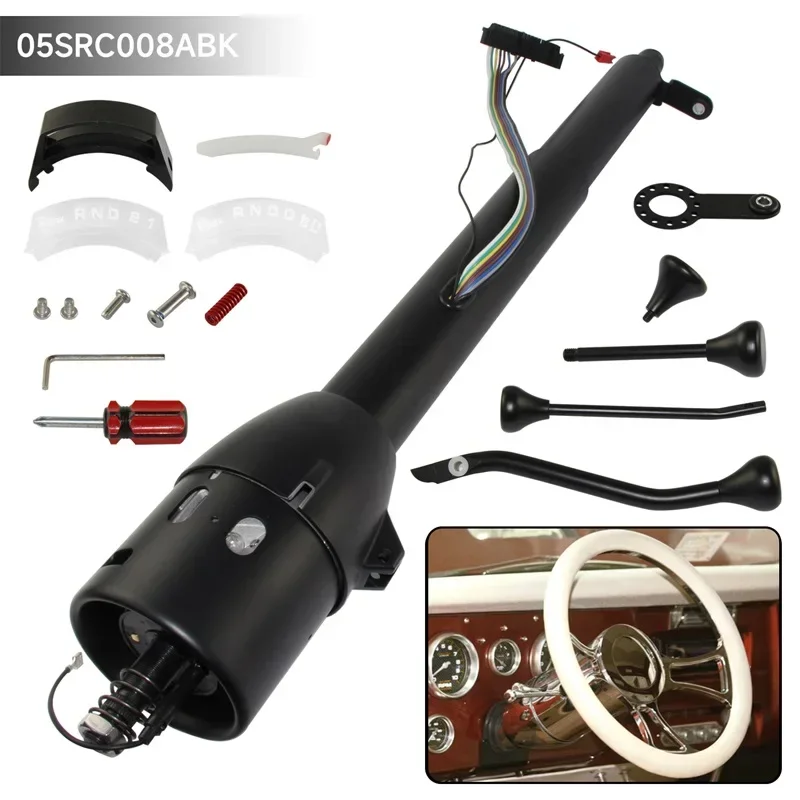 Universal LR GM 32''/30''/28'' Inch Tilt AT Automatic Collapsible Steering Column for GM Cars 1969-1994 Black/Silver