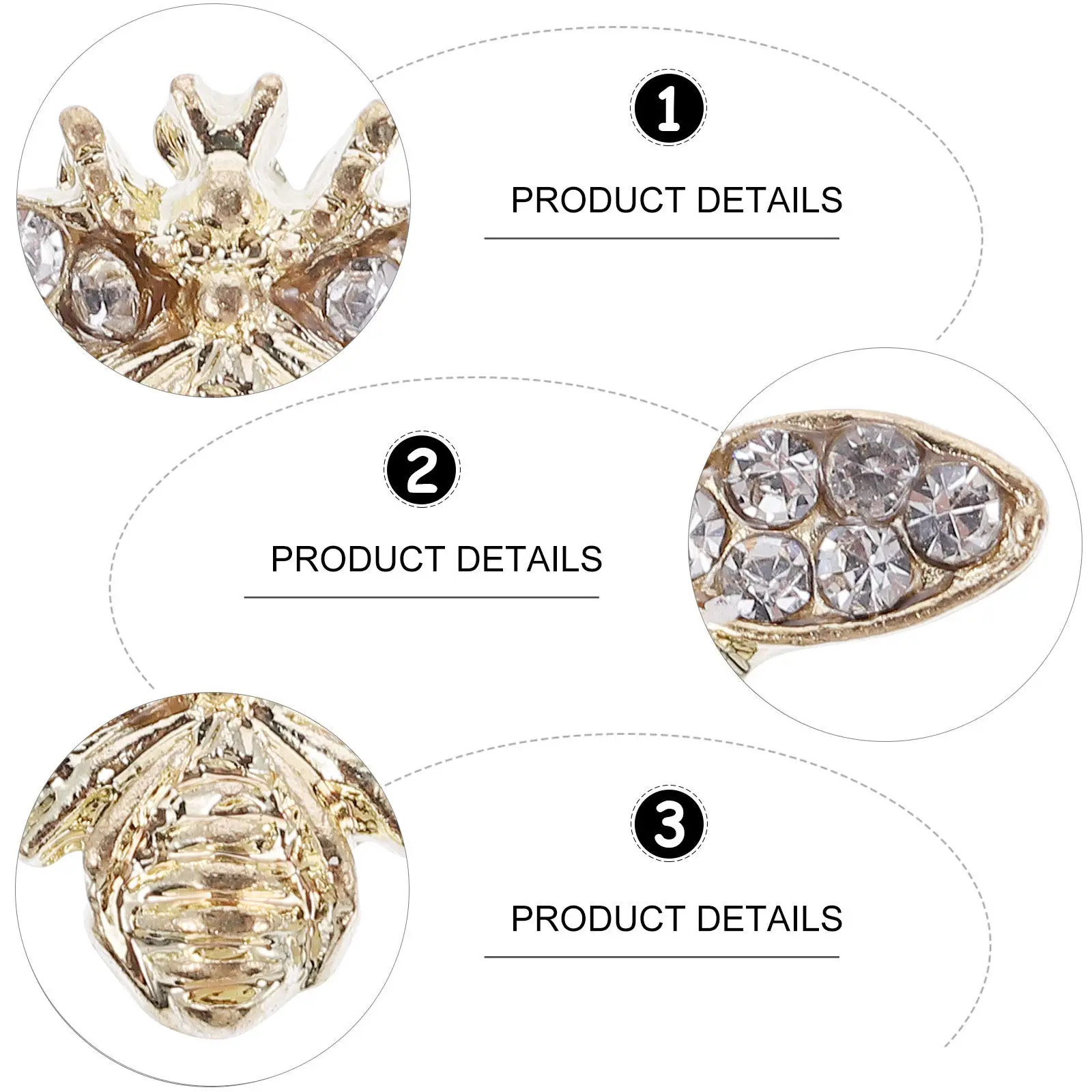 

10Pcs 3D Bee Nail Charms Alloy Metal Decor for DIY Manicure Art Craft Natural Artificial Nails Festival Stage Body Decoration