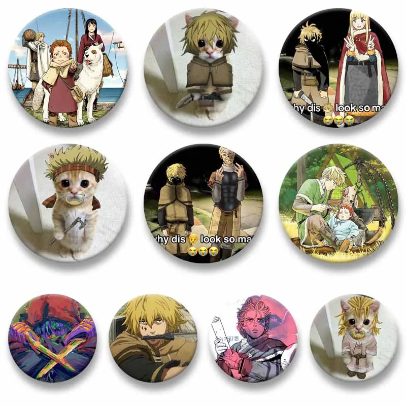 Pop Manga V-Vinland S-Saga Enamel Pins Cartoon Round Brooch Anime Lapel Badge on Backpack Clothes Shoes Jewelry Gifts for Friend