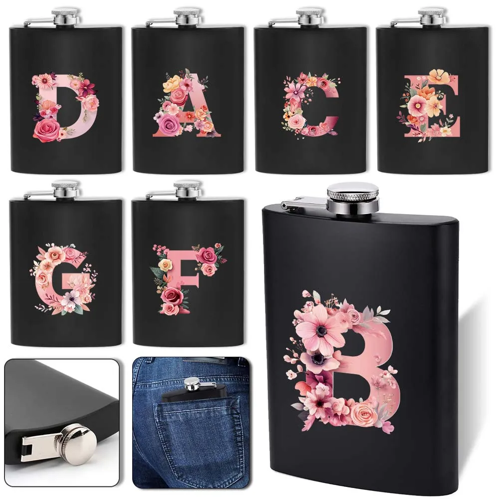 

Wine Bottle Wine And Whiskey Storage Container Sturdy And Durable Pink Rose Initial Name 26 Letters Pattern