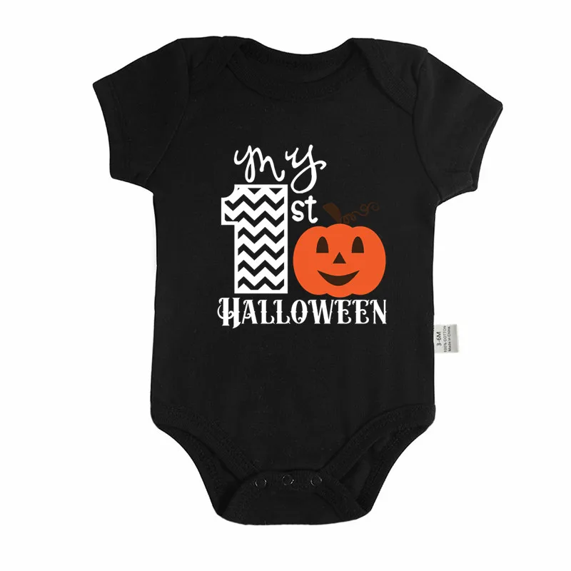 Halloween Baby Bodysuit My First BOO Pumpkin Newborn Boys Baby Girls Clothes Black Cotton Short Sleeve Romper One-pieces