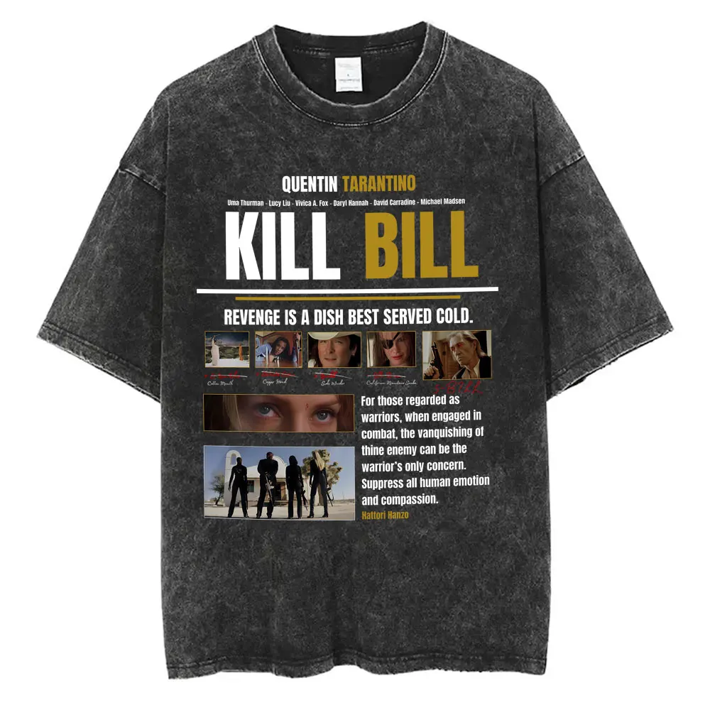 

Washed Vintage Famous Director Quentin Tarantino Movie Kill Bill Graphic T Shirts Men Clothing Fashion Casual Oversized T-shirts