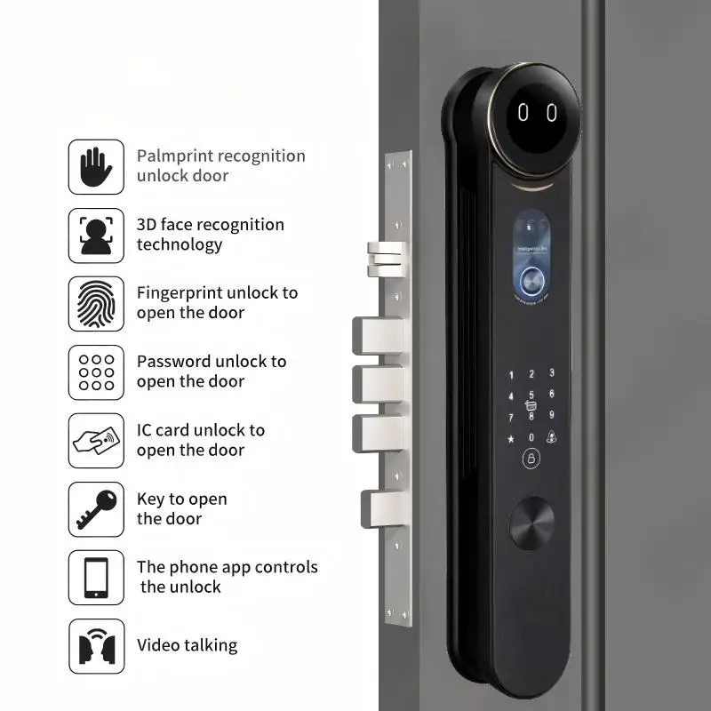 Ai Tuya WiFi Zigbee 3D Facial Recognition Video Intercom Smart Door Lock with Camera Fingerprint Unlock for Wood Door