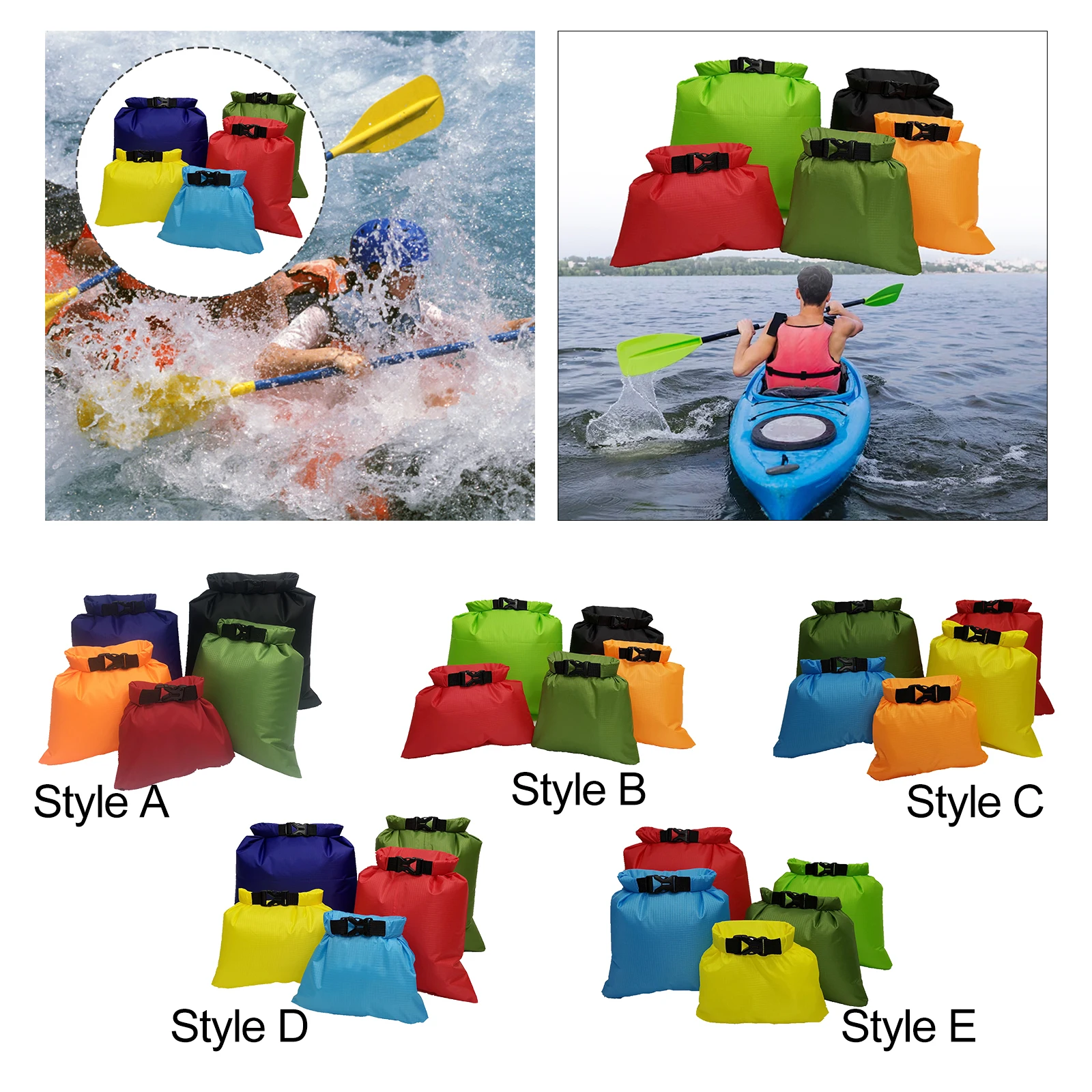 5Pcs Dry Bag Waterproof Bag Set Sturdy Accessories Portable Versatile Outdoor Storage Bag for Camping Hiking Boating Rafting