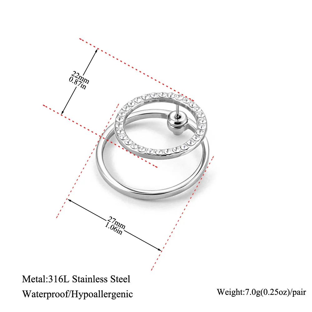 JeeMango Zarte Kreis-Ohrstecker mit vollem Zirkon für Damen, 18 Karat Gold, PVD-beschichteter Edelstahl, Ohrringe, Modeschmuck, E26104 – Detail 2