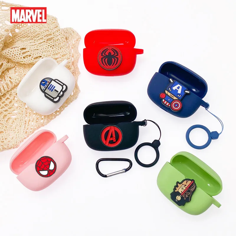 جراب جراب سماعة أذن بشخصيات كرتونية من مارفل لهواتف JBL ، سماعات أذن سيليكون لاسلكية ، صندوق شحن ، غلاف واقي بحبل ، موجة