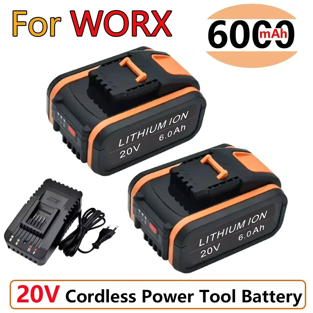 WA3551 Battery For Worx 20V Cordless Power Tool Battery WA3572 WA3553 WX390 WX176 WX178 Spare Battery 6000mAh