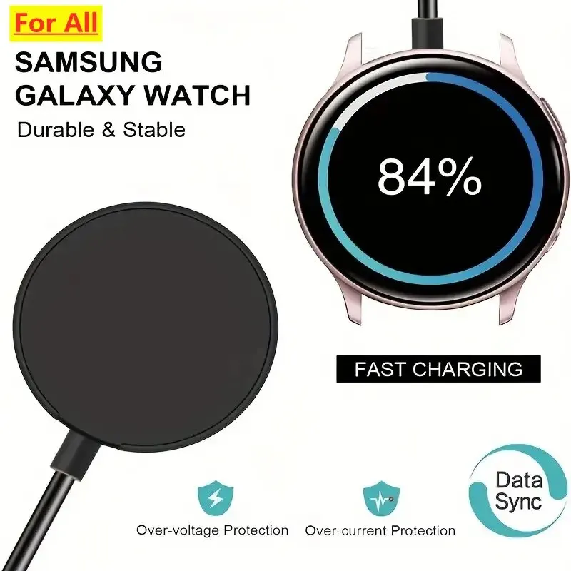 삼성 Galaxy Watch 용 무선 충전기 시계 3 4 5 6 7 8 Pro Active 2 휴대용 USB 유형 C PD 케이블 고속 충전 도킹 스테이션