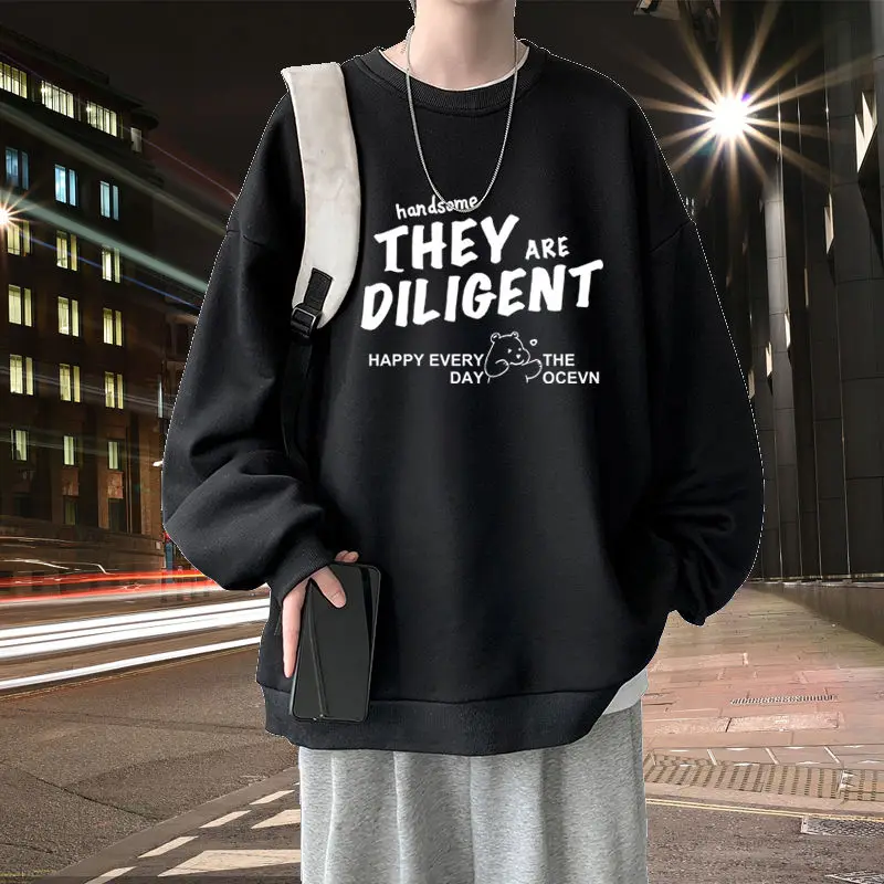 

Мужская толстовка с круглым вырезом, новая свободная модная брендовая мужская верхняя одежда