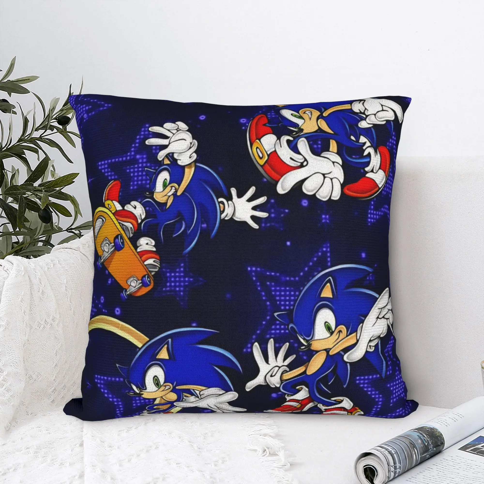 Soniced Cartoon Gaming Pillowcase Polyester Cushion Cover Decorative  Pillow Case Cover Seat Square 18'