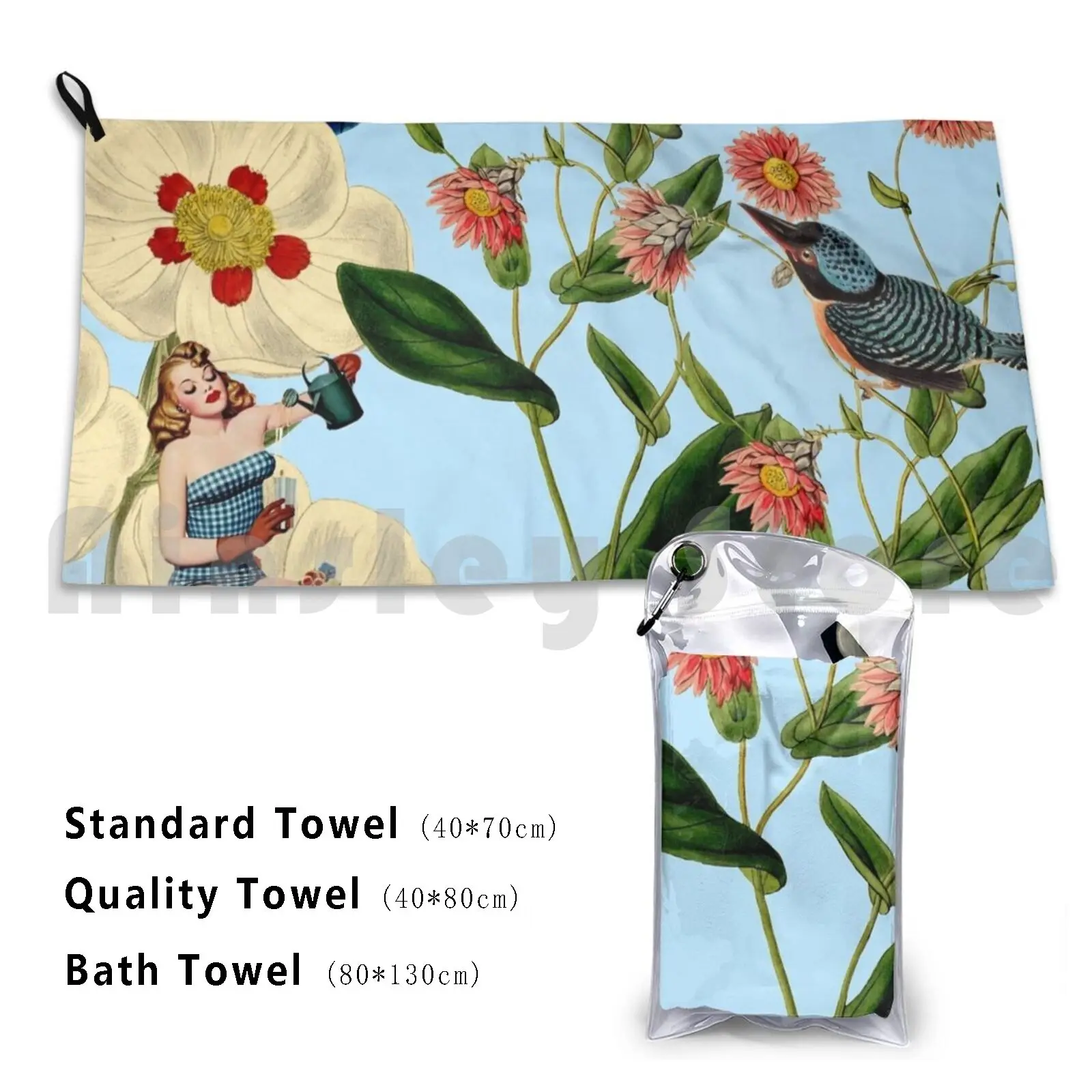 Big Flowers Dream Custom Towel Bath Towel Floral Vintage Roses Vintage Floral Retro Floral Retro Flower
